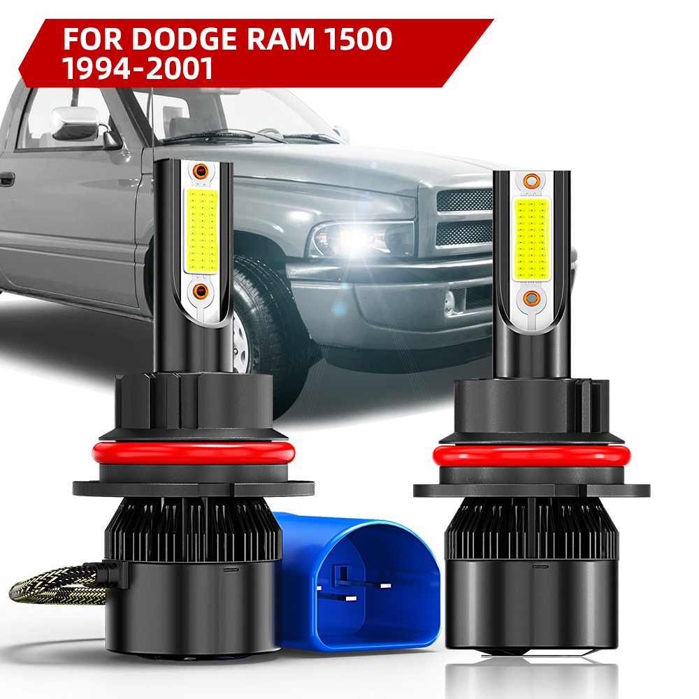 For 1994-2001 Dodge Ram 1500 9004 HB1 LED Headlight Hi/Low Beam 6000K Bulbs