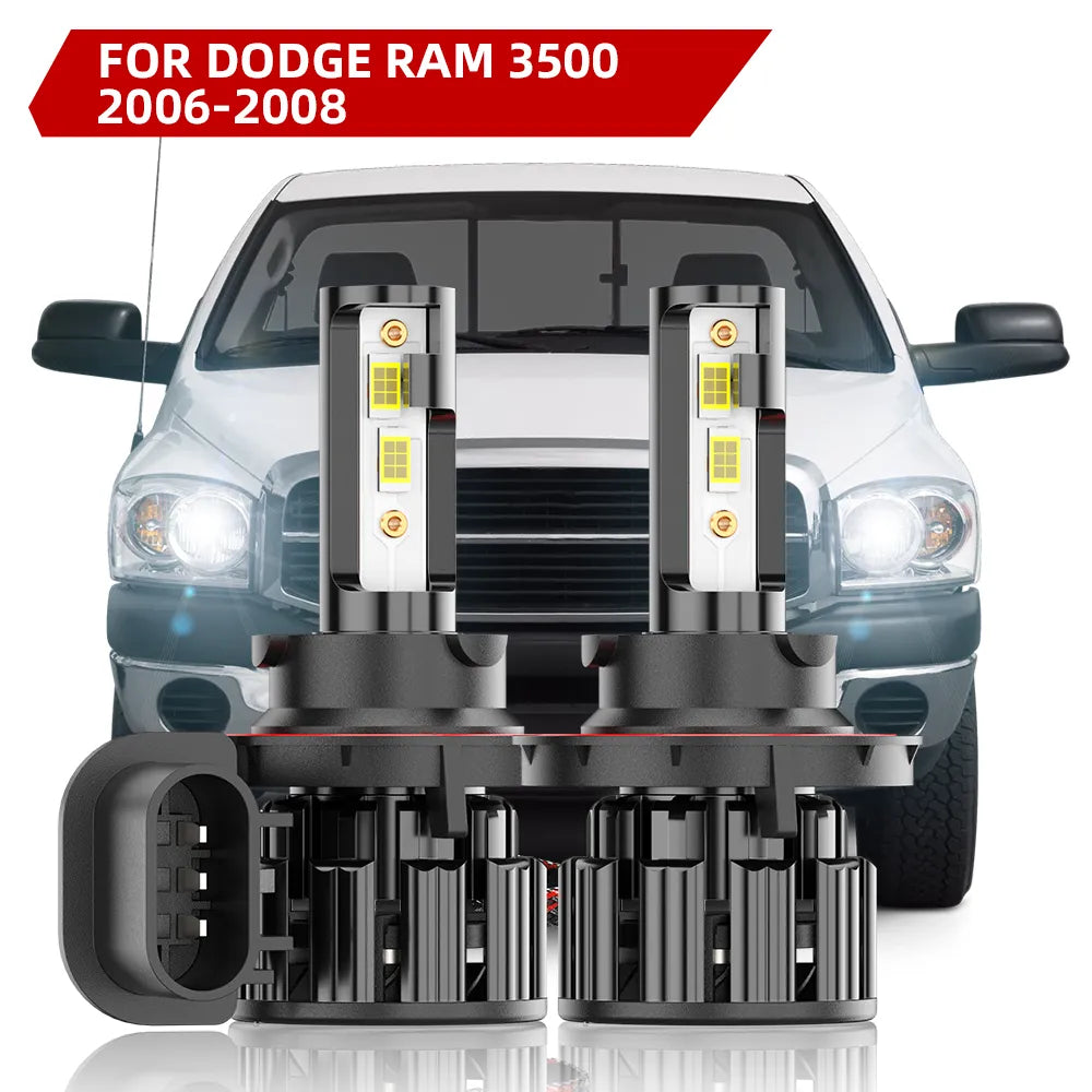 For 2006-2008 Dodge Ram 3500 LED Headlight Hi/Low Beam 6000K Bulbs