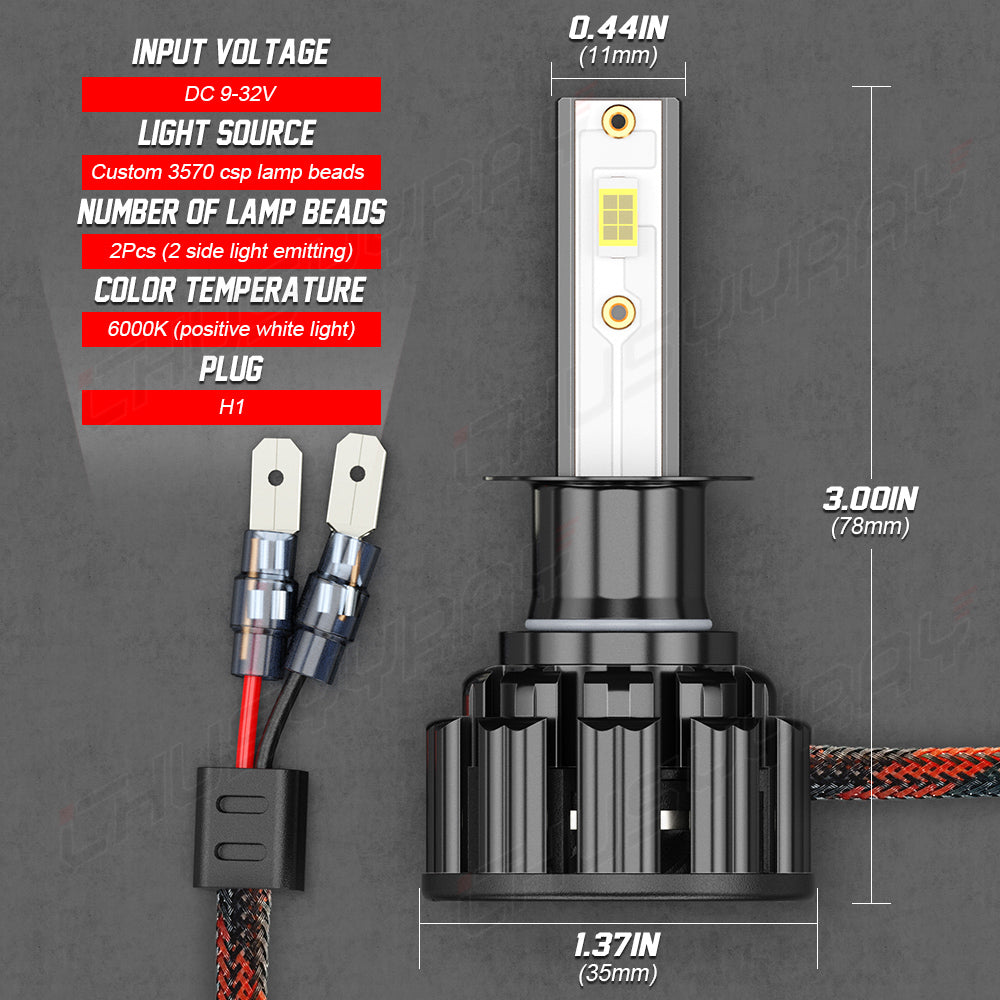 H1 LED Headlight Bulbs H1 High Beam/Low Beam 6000K Super Bright White 20000LM| Pair Bulbs Z3 Series