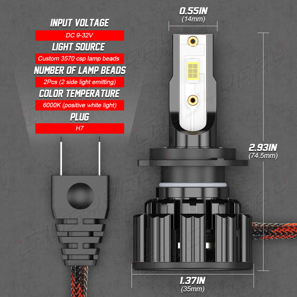 H7 LED Headlight Bulbs H7 High Beam/Low Beam 6000K Super Bright White 20000LM| Pair Bulbs Z3 Series