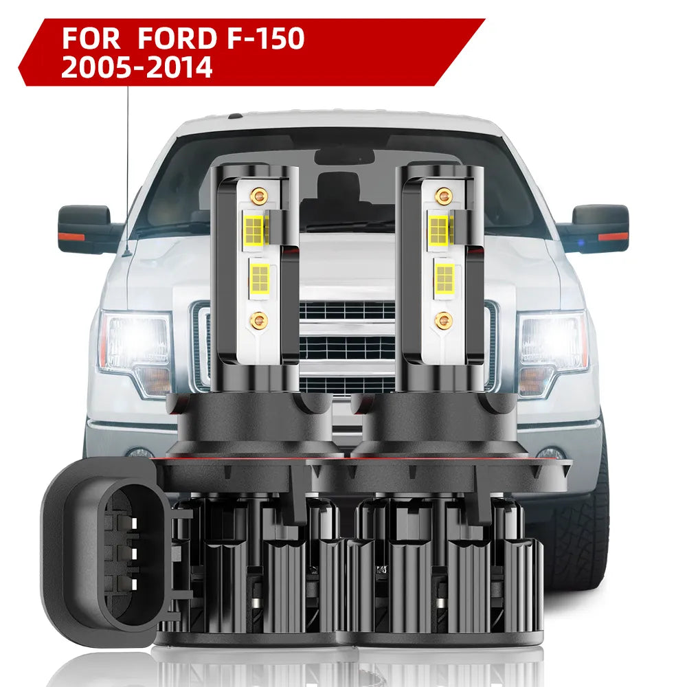 For 2005-2014 Ford F-150 LED Headlight Hi/Low Beam 6000K Bulbs