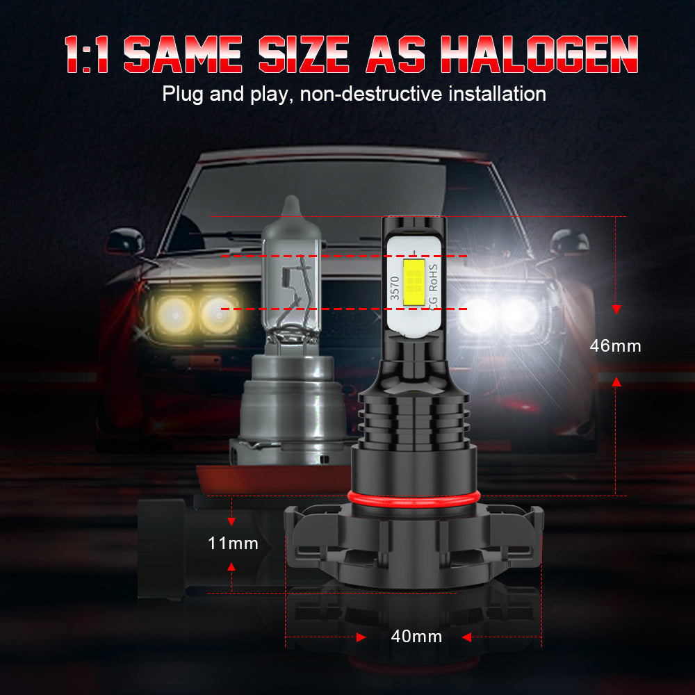 H16 2504 LED Fog Light Bulbs 6000K