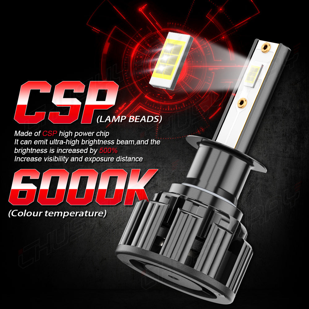 H1 LED Headlight Bulbs H1 High Beam/Low Beam 6000K Super Bright White 20000LM| Pair Bulbs Z3 Series