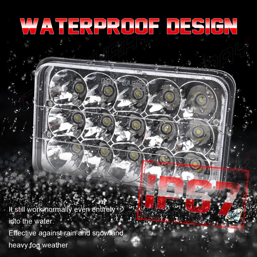 2PCS 4x6" LED Headlights Hi/Lo Beam DRL for Pontiac Firebird Trans Sport 1980 1981 1982 1983 1984 1985 1986 1987 1988 1989 1990 1991 1992 1993 1994 1995 1996 1997 1998 1999 2000 2001 02