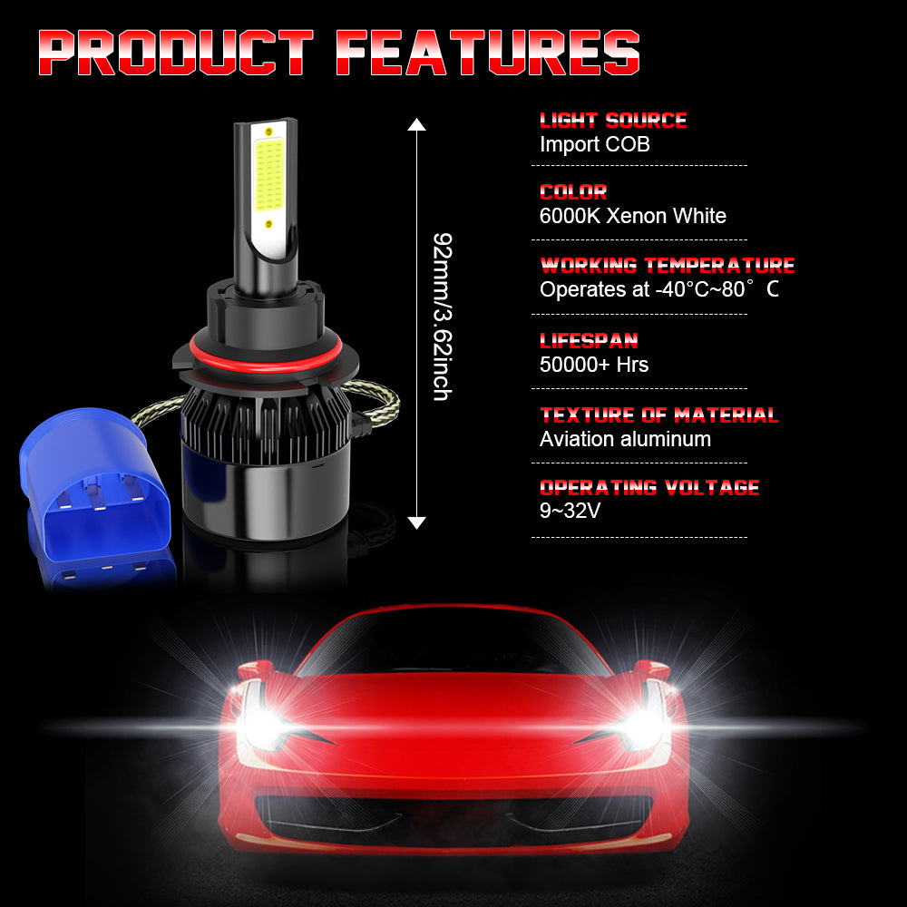9007 HB5 LED Headlight Hi/Low Beam Bulbs