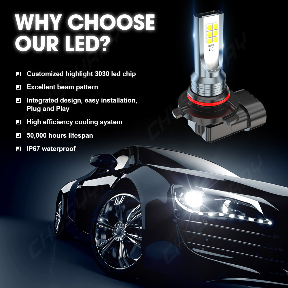 Amazing H10 9145 9140 9005 9045 LED Fog Light Bulb Conversion Kit 6000K Bright