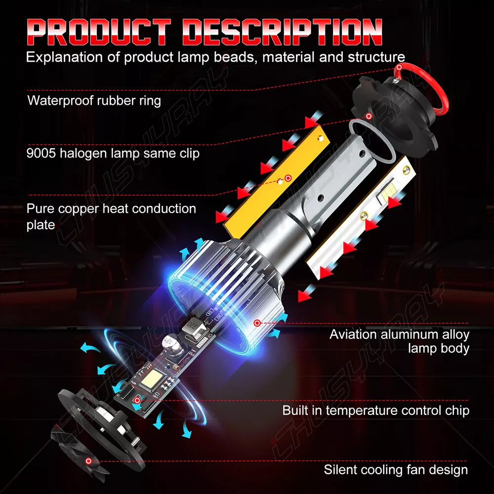 For Toyota RAV4 2016 2017 2018 6500K 9012 LED Headlight High/Low Beam Bulbs Kit