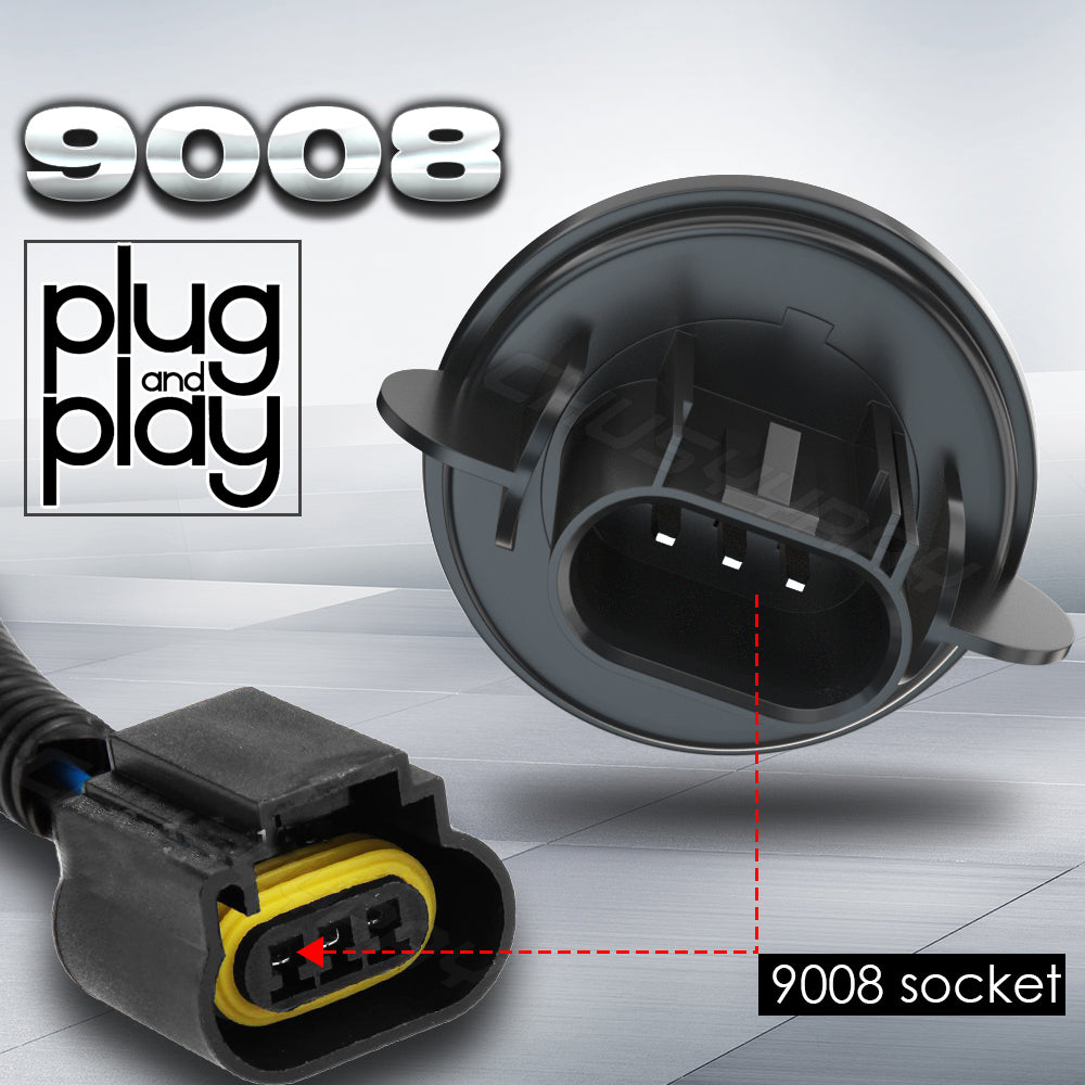 9008 H13 LED Headlight Hi/Low Beam 6000K Dual Beam Bulbs 2x