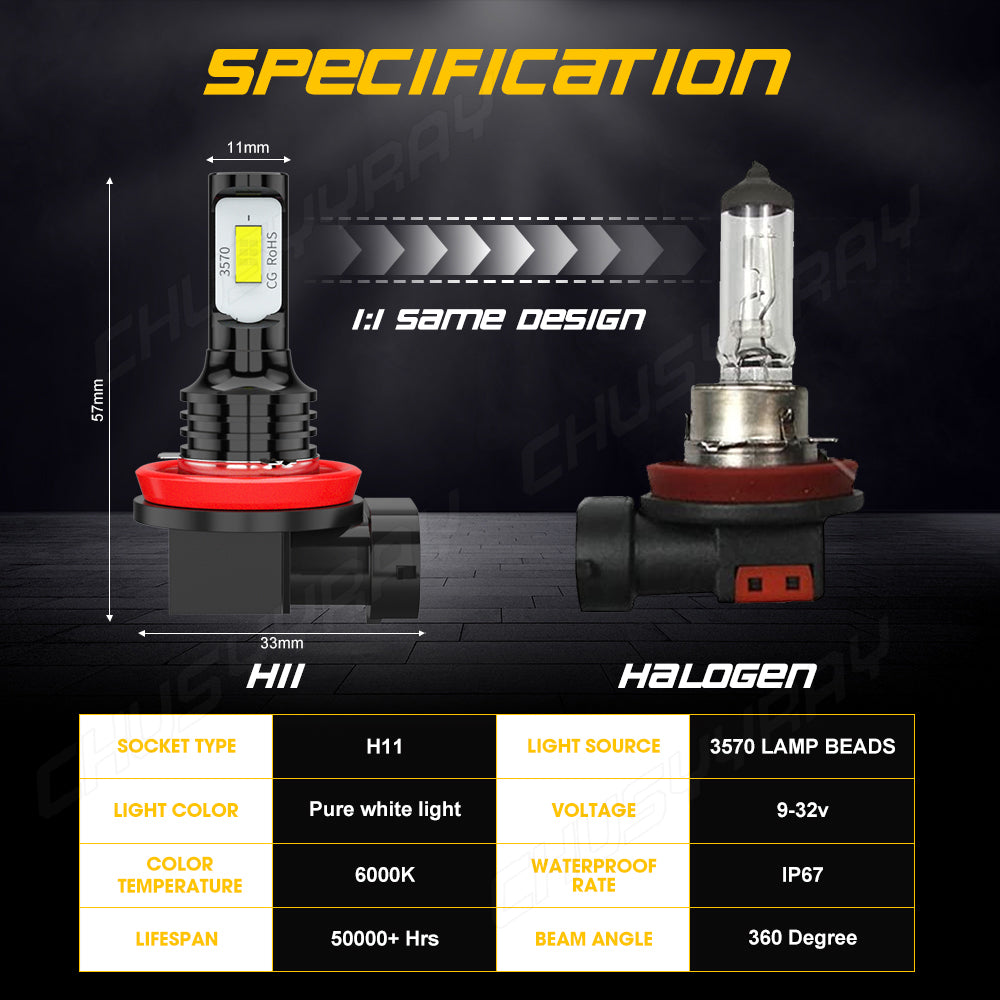 Para For Chevy Cruze 2011-15 Faros LED Hi / Lo + Combo de bombillas antiniebla