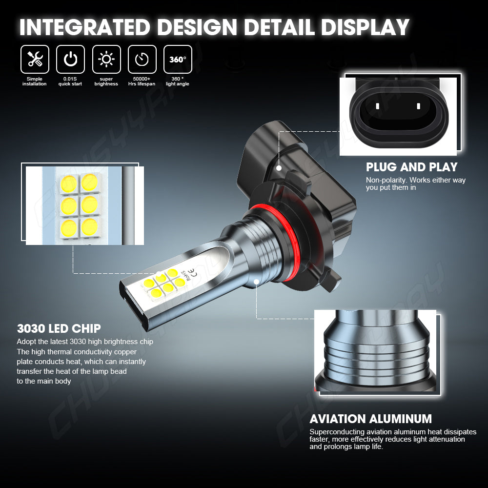 Amazing H10 9145 9140 9005 9045 LED Fog Light Bulb Conversion Kit 6000K Bright