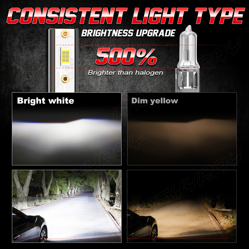 H1 LED Headlight Bulbs H1 High Beam/Low Beam 6000K Super Bright White 20000LM| Pair Bulbs Z3 Series
