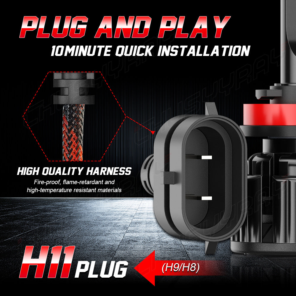 H8 H11 H9 LED Headlight Bulbs H8 H11 H9 High Beam/Low Beam 6000K Super Bright White 20000LM| Pair Bulbs Z3 Series