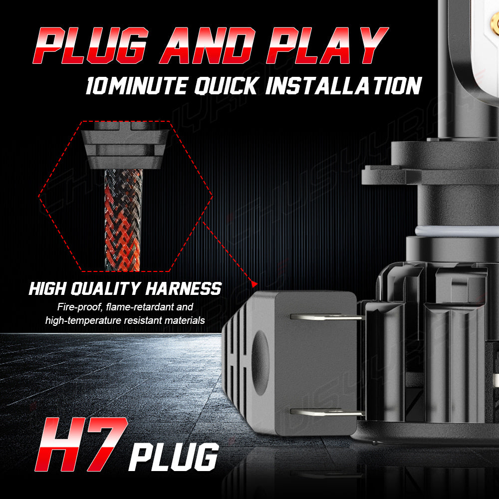 H7 LED Headlight Bulbs H7 High Beam/Low Beam 6000K Super Bright White 20000LM| Pair Bulbs Z3 Series