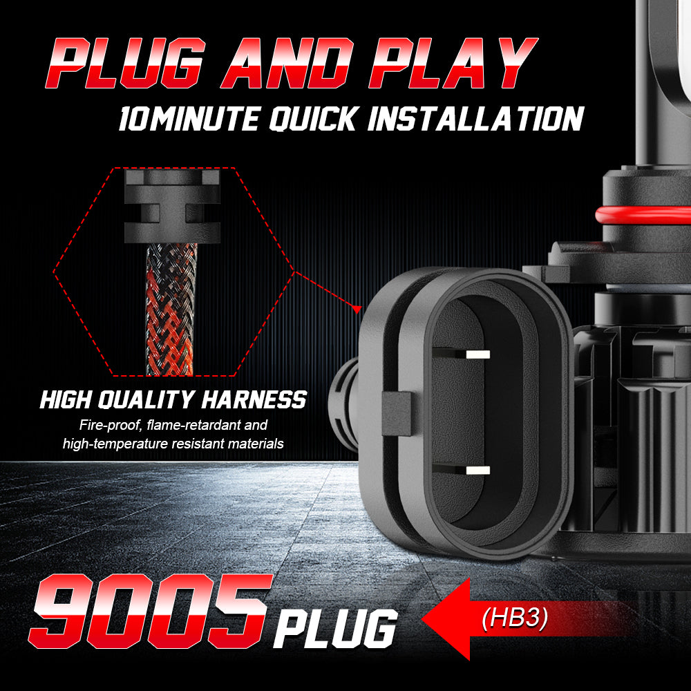9005 HB3 LED Headlight Hi/Low Beam Bulbs