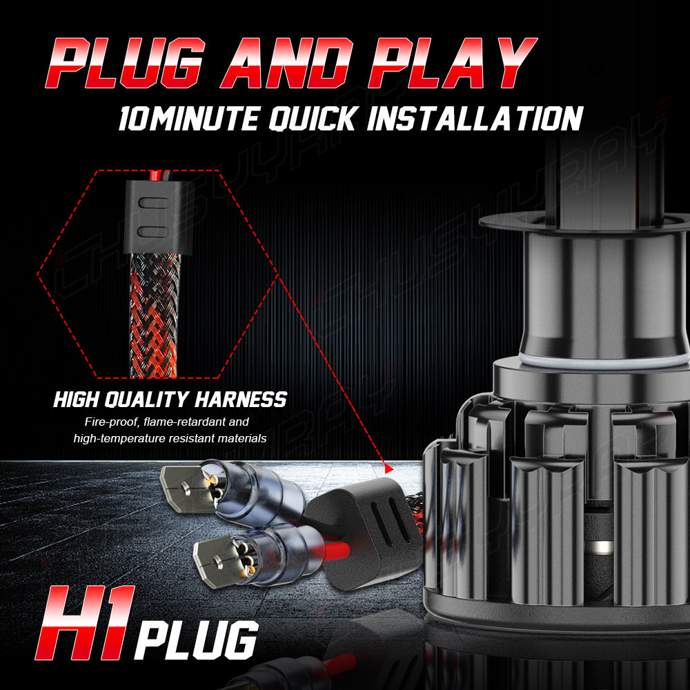 H1 LED Headlight Bulbs H1 High Beam/Low Beam 6000K Super Bright White 20000LM| Pair Bulbs Z3 Series