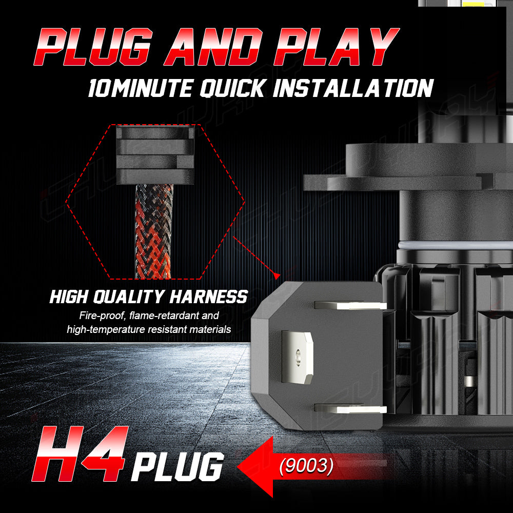 H4 HB2 9003 LED Headlight Bulbs H4 HB2 9003 High Beam&Low Beam 6000K Super Bright White 20000LM Dual Functions| Pair Bulbs Z3 Series