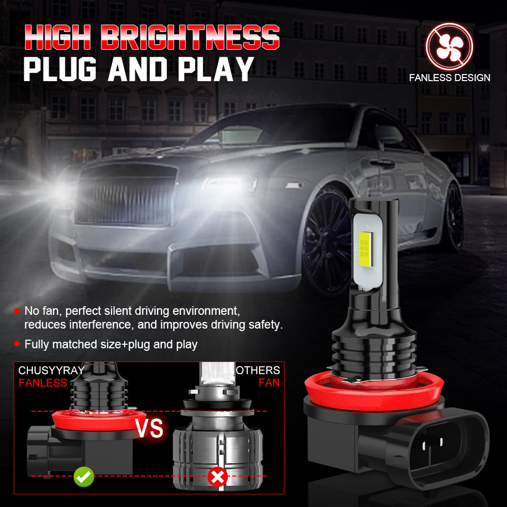 H11 LED Headlight / Fog Light Bulbs 6000K WHITE 2Pack