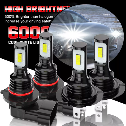 9005 + H7 WHITE LED Bulbs For 2005-2019 Ford F250 F350 F450 Super Duty 4pcs Combo