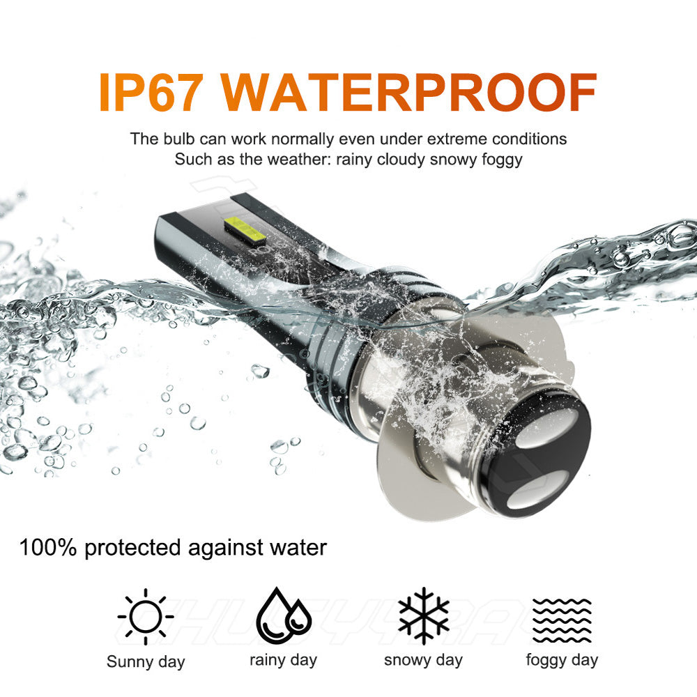 100W 10000LM H6M H6 P15D P15D-25-1 ATV UTV LED Headlight Bulbs 2X 6000K Super White