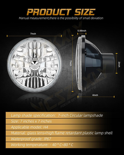 7 Inch Led Headlights Compatible for 1967 1968 1969 1970 1971 1972 1973 1974 1975 1976 1977 1978 1979 1980 1981 Chevy Camaro Headlights High Low Beam, DOT Approved H6024, Pack of 2