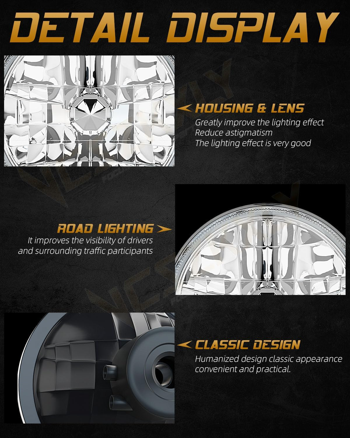 7 Inch Led Headlights Compatible for 1967 1968 1969 1970 1971 1972 1973 1974 1975 1976 1977 1978 1979 1980 1981 Chevy Camaro Headlights High Low Beam, DOT Approved H6024, Pack of 2