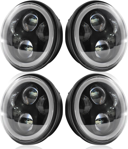 Compatible for 1969 Ford Mustang Headlights, 5 3/4'' 5.75 inch LED Headlight Round, High Low Beam with DRL Turn Signal Lights, DOT Approved, 4-Pack H5001 H5006