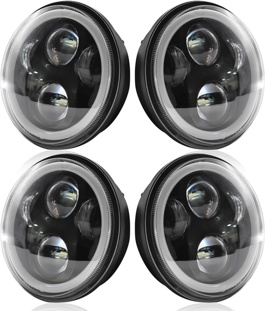 Compatible For 1958 1959 1960 1961 1962 1963 1964-1974 Cadillac DeVille Headlights, 5 3/4'' 5.75 inch LED Headlight Round, High Low Beam with DRL Turn Signal Lights, DOT Approved, 4-Pack H5001 H5006