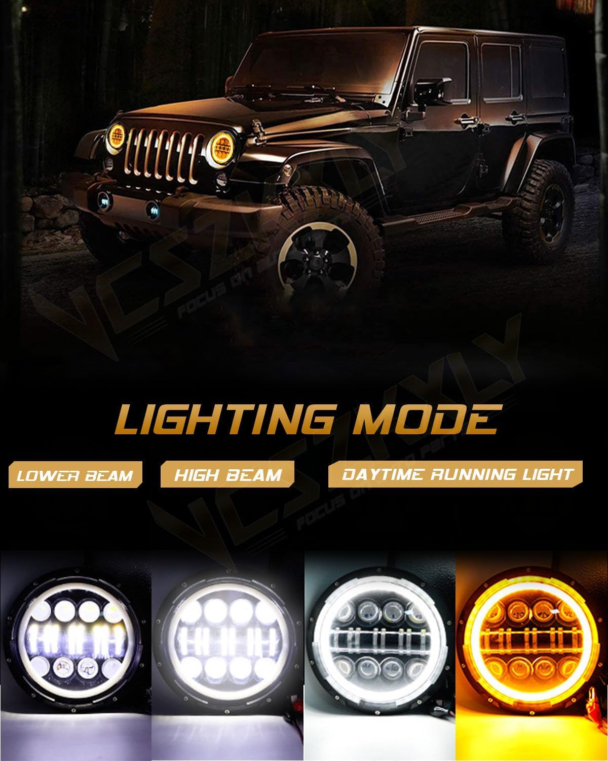 Compatible for Jeep Patriot Fog Lights Assembly 2007 2008 2009 2010 2011 2012 2013 2014 2015 2016 2017, 4 Inch Led Fog Lights DRL Turn Signal Lights, Amber White, Pack of 2