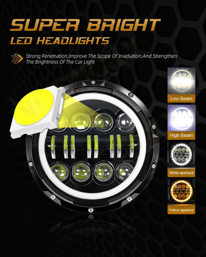Compatible for Jeep Patriot Fog Lights Assembly 2007 2008 2009 2010 2011 2012 2013 2014 2015 2016 2017, 4 Inch Led Fog Lights DRL Turn Signal Lights, Amber White, Pack of 2