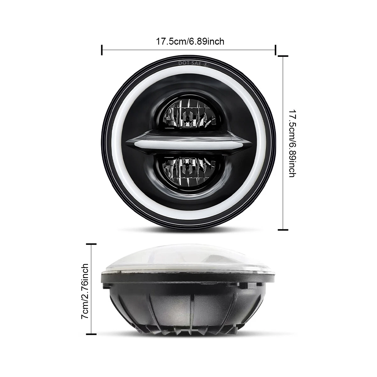 7 Inch Round LED Headlights Compatible with 2003 2004 2005 2006 2007 Jeep Liberty, 80W H6024 DOT Approved, Turn Signals, DRL, High/Low Beam, Black