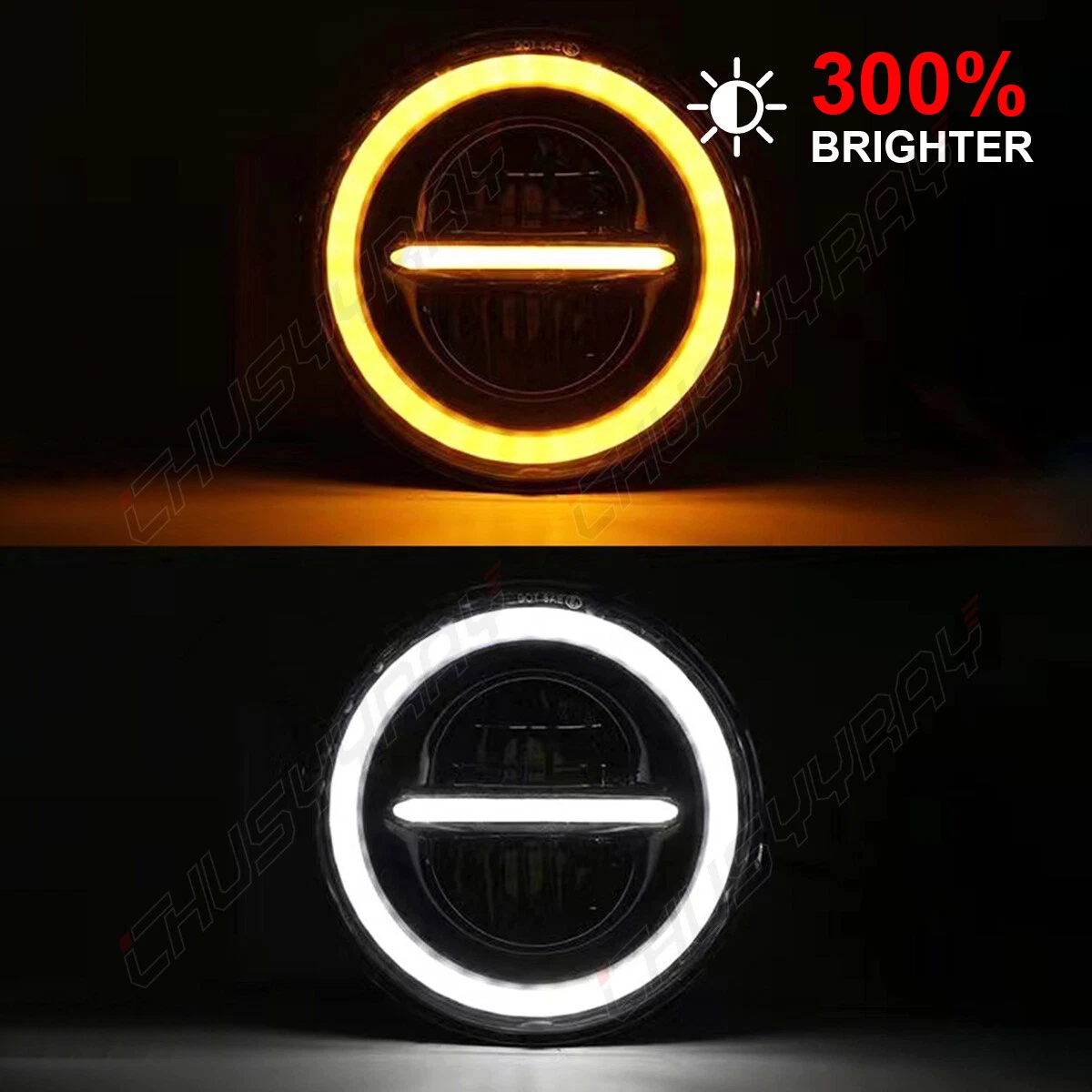 7 Inch Round LED Headlights Compatible with 2003 2004 2005 2006 2007 Jeep Liberty, 80W H6024 DOT Approved, Turn Signals, DRL, High/Low Beam, Black