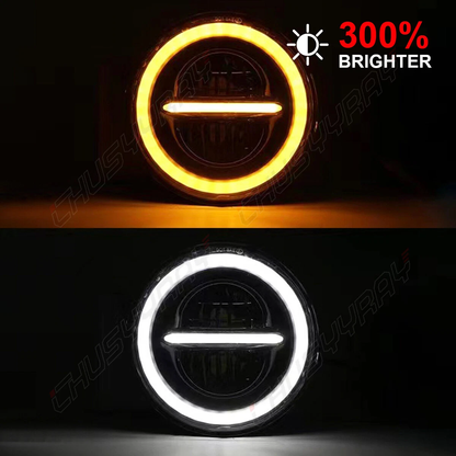 7 Inch Round LED Headlights Compatible with 2003 2004 2005 2006 2007 Jeep Liberty, 80W H6024 DOT Approved, Turn Signals, DRL, High/Low Beam, Black