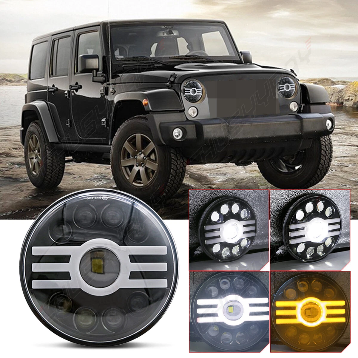 7 inch Round LED Headlights Hi/Lo Beam For GMC C15 C25 C35 Pickup