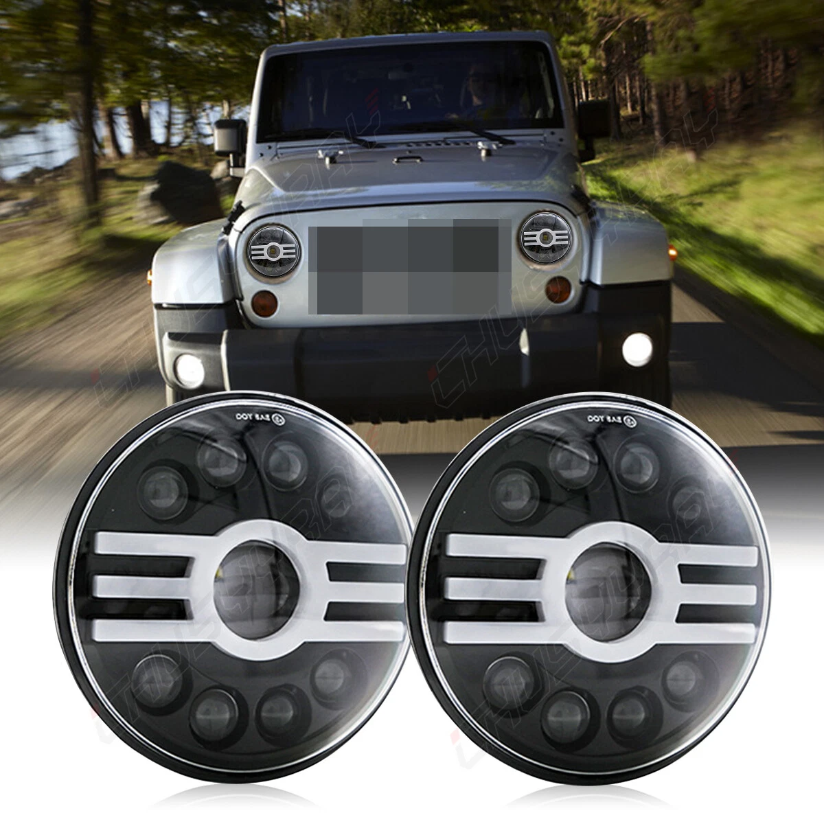 7 inch Round LED Headlights Hi/Lo Beam For GMC C15 C25 C35 Pickup