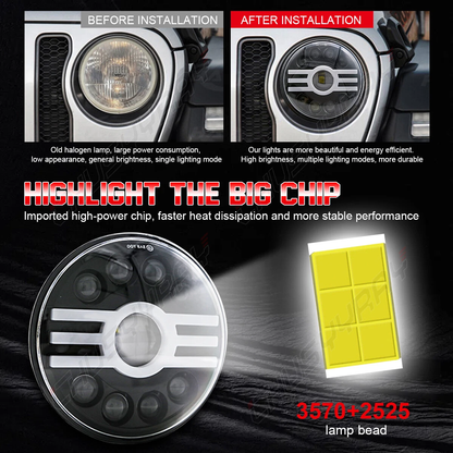 7 inch Round LED Headlights Hi/Lo Beam For GMC C15 C25 C35 Pickup