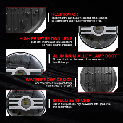 7 inch Round LED Headlights Hi/Lo Beam For GMC C15 C25 C35 Pickup