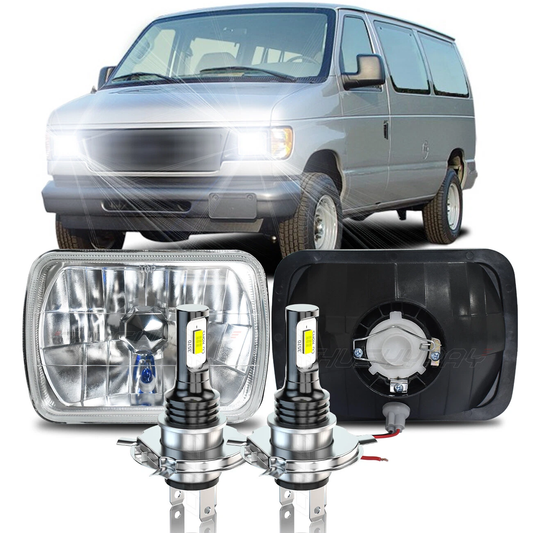 DOT 5x7" 7x6" LED High Low Beam Headlights For Ford E-150 E-250 E-350 Econoline