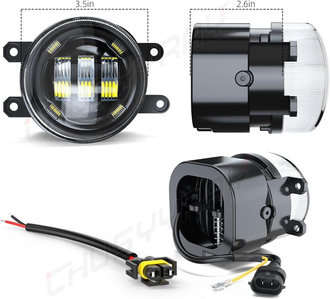 CHUSYYRAY 3.5 Inch LED Fog Light Compatible with Toyota 4Runner 2010 2011 2012 2013, Bumper Front Fog Lamps Kit, 6000K White Clear Lens, 1 Pair