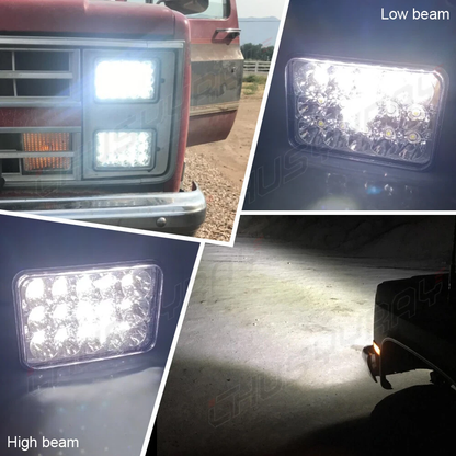 2PCS 4X6" LED Headlights DOT Approved with High Low Beam H4651 H4652 H4656 H4666