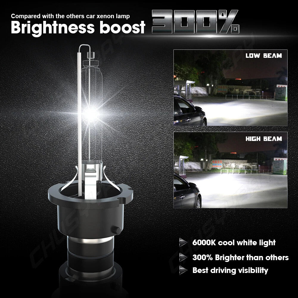 D2S HID Bulbs Compatible for Acura TSX 2004-2014 Low Beam, 6000K White Xenon Replacement D2S Headlight, 99% Vehicle Compatibility, Pack of 2
