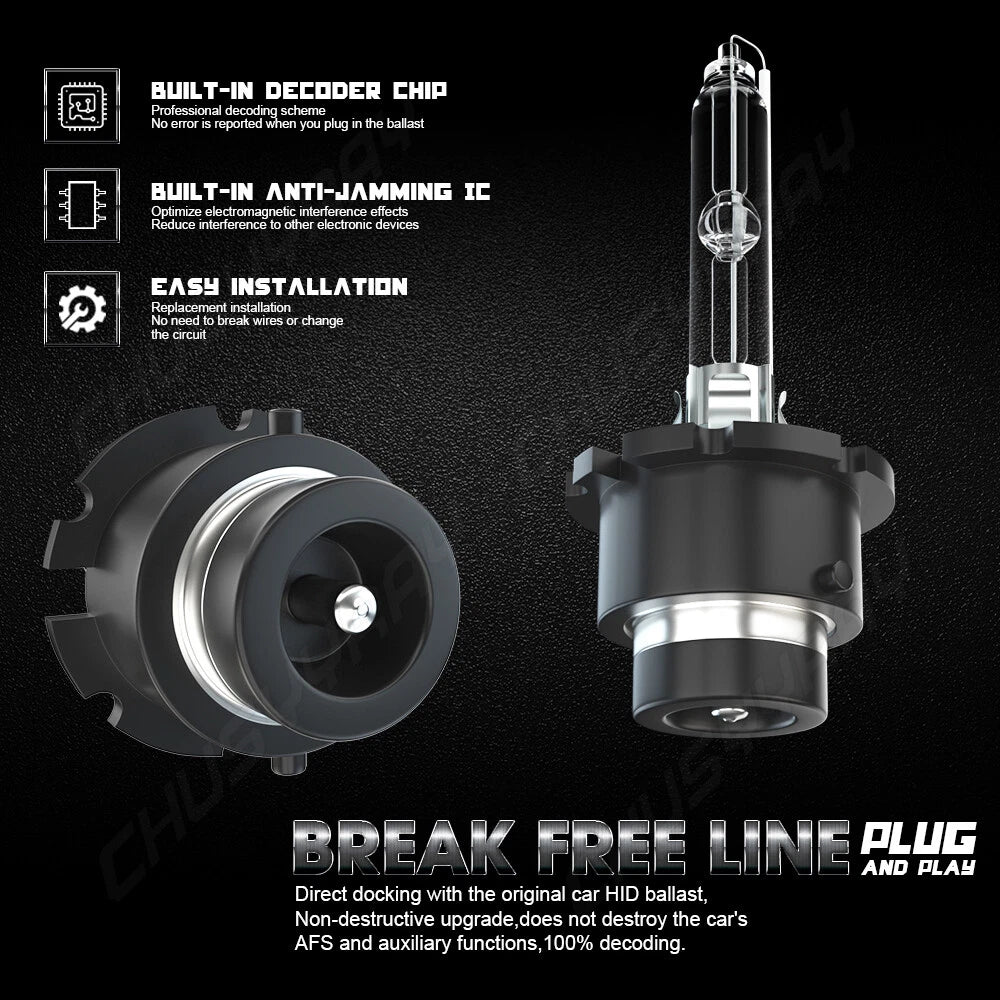 D2S HID Bulbs Compatible for Acura TSX 2004-2014 Low Beam, 6000K White Xenon Replacement D2S Headlight, 99% Vehicle Compatibility, Pack of 2